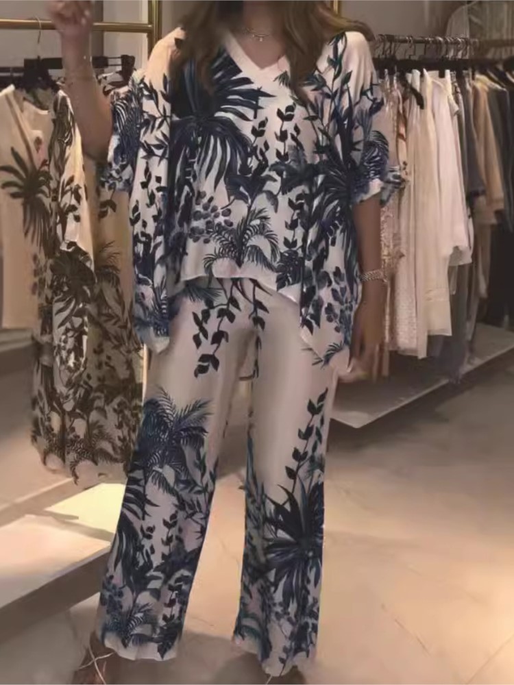Romper Floral Print - Traje de oficina de dos piezas