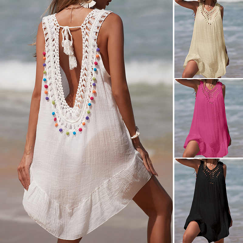 Vestido corto calado con espal - Cover Up Kaftan reseña y precio